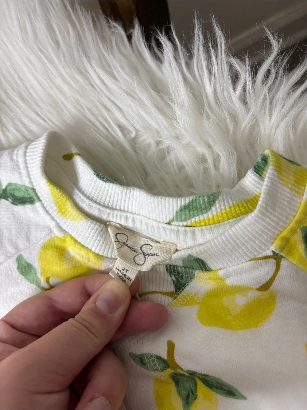 Jessica Simpson White and Yellow Lemon Print Kids  Set Size 2T